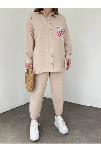 HİJABAYA Colorful Lace Double Linen Suit Set