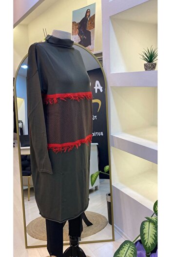 MissWhence Mi̇sswhence Khaki Knitwear Tunic - 248