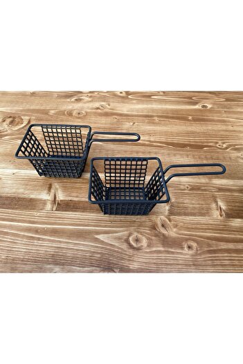 Yavuz Metal Metal Square Potato and Snack Presentation Basket 2 Pieces