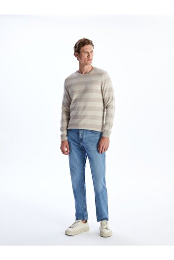 LC Waikiki Ανδρικό Πλεκτό Πουλόβερ - Crew Neck, Μακρύ μανίκι, Color Block