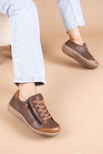 Getcho Sunset Women's Genuine Leather Brown Shoes