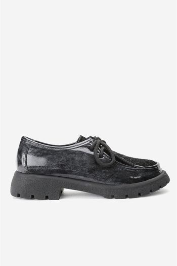 TUNAELLİ Women's - Gray Training Patent Leather Genuine Natural Leather Lace up Oxford Shoes Size 36-41