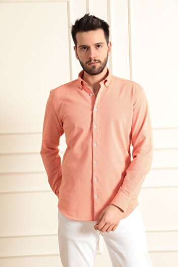 ModaPlaza Чоловіча сорочка Slimfit у смужку з гофре 9714