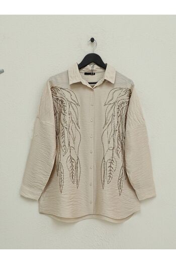 HİJABAYA Sequined Leaf Patterned Shirt