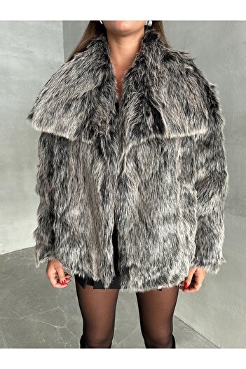 Laluvia Gray Melange - Short Madonna Fur Coat