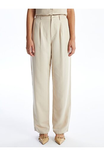 LC Waikiki Linen BlenDeD Straight Cut Loose Fit Women's Trousers