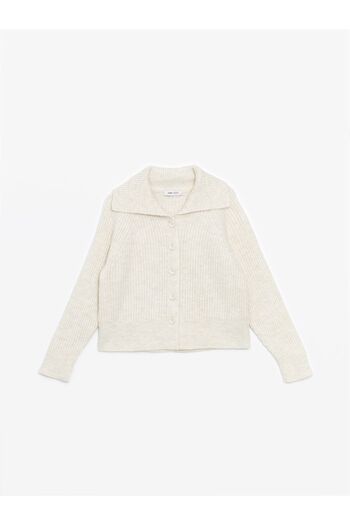 LC Waikiki Women's Knitwear Cardigan - Jacket Collar, Textured