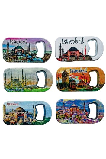 GALATA GIFT 6 Pieces Istanbul Themed Bottle Opener and Fridge Magnet - Soda Opener 9cm