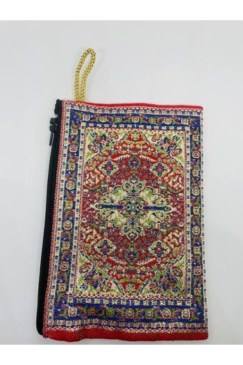 GALATA GIFT Women's Medium Size Wallet - Stylish, Zippered, Lined, Rug Patterned Coin Wallet 15x10