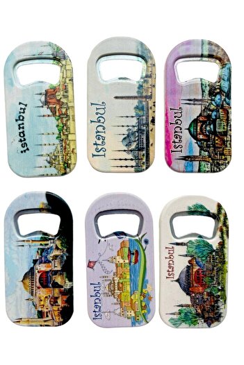 GALATA GIFT 6 Pieces Istanbul Themed Bottle Opener and Fridge Magnet - Soda Opener 9cm