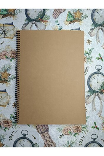 Pink Swan Craft A4 Kraft Cover Spiral Notebook – 30 Sheets 60 Pages, 100 Gr Kraft Inside, Scrapbook & Sketchbook