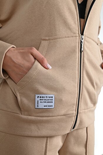 Koza Butik Set de trening cu glugă cu buzunar pentru femei 3939-24