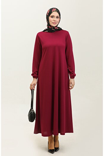 sefamerve Plum Sleeve Elastic Dress - 0650-03