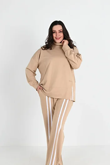 Koza Butik Γυναικείο Σετ αθλητικής φόρμας ζιβάγκο μεγάλου μεγέθους 8070-24