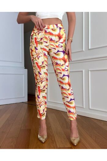 Marjinal Dooble Fabric Printed Women's Trousers