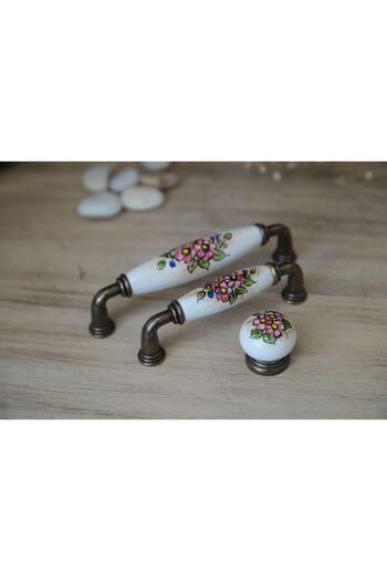 Karan Porselen 128mm Porcelain Furniture Drawer Cloakroom Kitchen Cabinet Handle