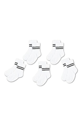 Novibaby 5-Piece Unisex Children's Socks - White, Black, Pink, Cotton School Socks