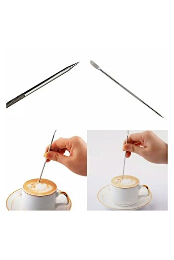 adin tasarım Latte Art Pen and Latte Spoon Set with Straws 6-Piece Cocktail Bar Spoon with Straw and Cleaning Brush