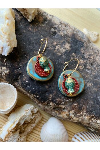 azra takı tasarım Handmade Ethnic Bohemian Fish Figured Women's Earrings