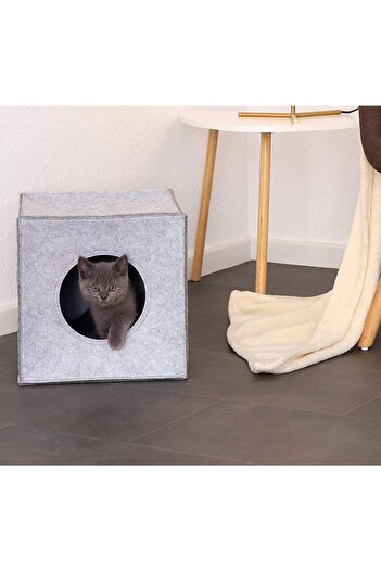 YUNUSOĞLU HOME Gray Foldable Felt Cat Nest Organizer