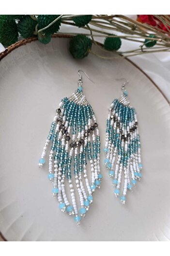 İPAR AKSESUAR Peacock - Sand Beaded Handmade Earrings