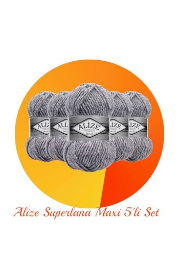 Alize Суперлана Максі 5-пакетна товста пряжа для в'язання 801 Джаспе Сірий