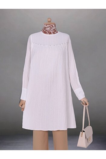 HİJABAYA Pearls and Jewelled Casual Tunic with Cufflinks