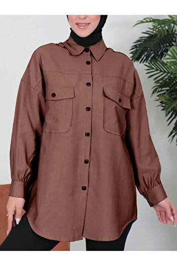 HİJABAYA Boydandan Buttoned Double Pocket Shirt