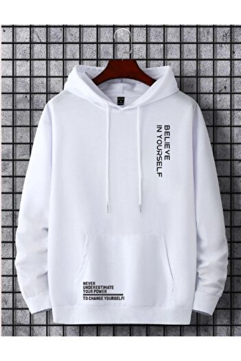 Altamira Ανδρικό φούτερ με στάμπα White Believe Oversize με κουκούλα