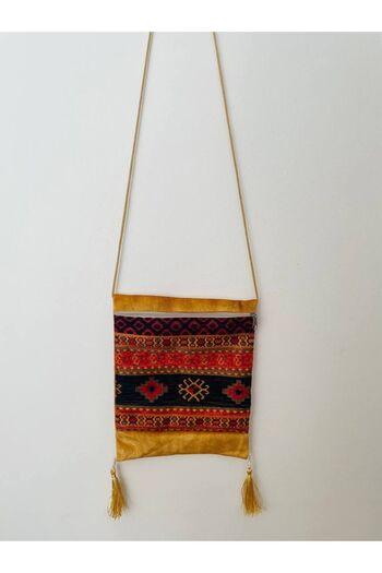 GALATA GIFT Сумка через плече з візерунком Kilim, з китицями, на блискавці, 25x20