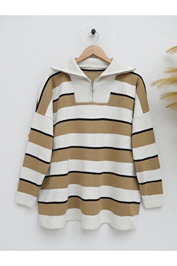 HİJABAYA Turtleneck Knitwear Tunic - Half Zipper