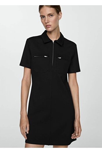 MANGO Woman Polo Neck Dress with Pockets