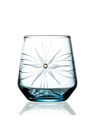 DECOCIA Kazaan 6 Pieces Blue Coffee Water Glass with Mira Pattern