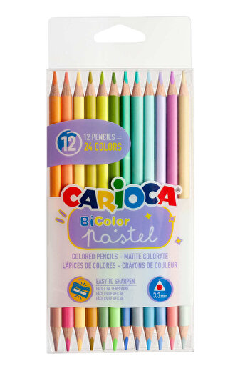 CARIOCA Çift Taraflı Kuru Boya Kalemi Pastel Renkler 12’li (24 RENK)