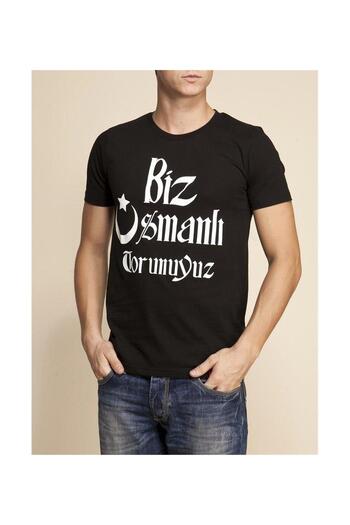Tshirthane We Are Ottoman Grandson Μαύρο εμπριμέ ανδρικό μπλουζάκι με λεπτή εφαρμογή Μπλουζάκι T-shirt T-shirt