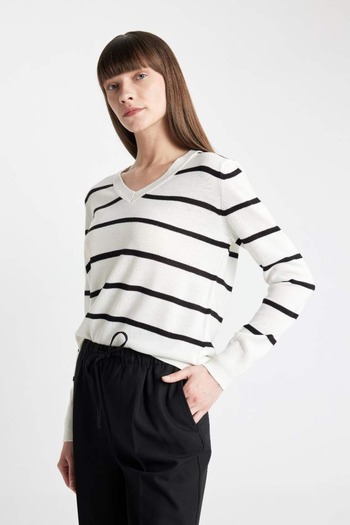 DeFacto Women's Sweater A2359Ax/Er105 Ecru