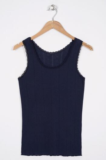 EMINNA Navy Blue Colored Crew Neck Women's Athlete - Strappy