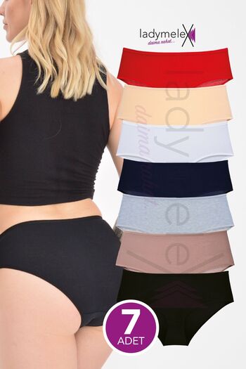 LadyMelex 7 قطع سراويل نسائية - XL-2XL-3XL-4XL-5XL-6XL بورجوندي مينك أزرق كحلي رمادي أسود أبيض جلد