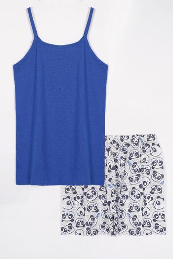 EMINNA Anthracite Color Women's Pajama Set with Rope Strap Shorts