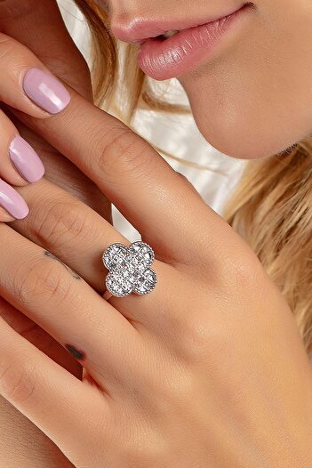 Modex Silver Color Clover Ring