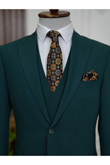LONATOLİA Italian Style Slim Fit Men's Suit - Jacket, Vest, Pants and Swallow Collar