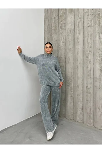 Bak'ap Premium Stand Collar Long Sweater and Trousers Set - Washable