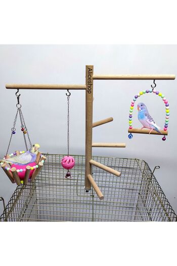 aliceshop Cage Top Bird Play Track with Perches - Suitable for Lovebird and Dimensions