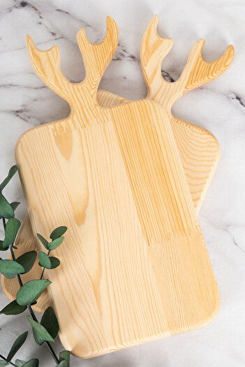 DNS HOME 2 Pieces Wooden Deer Cutting Board Presentation Serving Board Presentation Holder