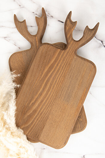 DNS HOME 2 Pieces Wooden Deer Cutting Board Presentation Serving Board Presentation Holder