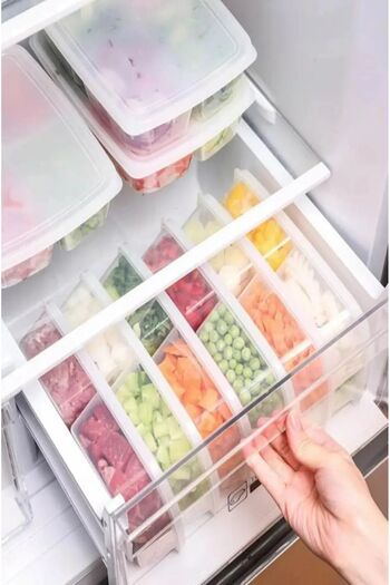 Purelegant Transparent Breakfast Vegetable Storage Set - 4 Compartments, Lid, Lunch Fridge Organizer, 250 ml