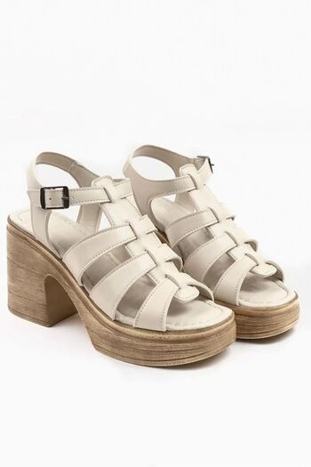 Preshley Women's Carlo Beige Orthopedic Insole Platform Heel Sandals