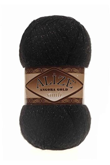 Alize Angora Gold Glitter Hand Knitted Rope Black 060