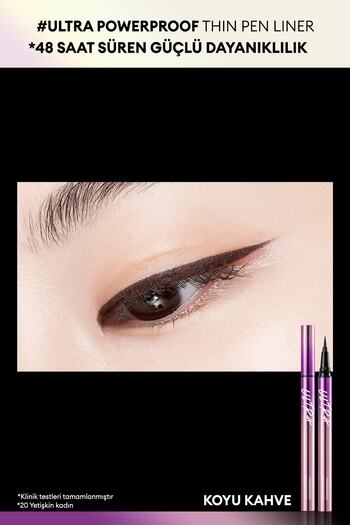 Missha Su , Ter ve Yağa Dayanıklı , 48 Saate Kadar Kalıcı Ultra Powerproof Thin Pen Liner (Dark Brown)
