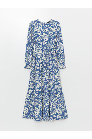 LC Waikiki Gemustertes Damenkleid mit Rundhalsausschnitt